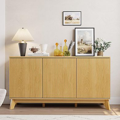 IDEALHOUSE 58" Fluted Buffet Cabinet