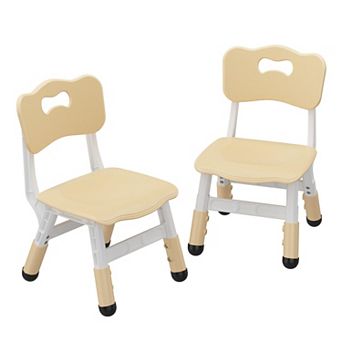 IDEALHOUSE 2-Pack Height Adjustable Kids Chairs for Toddlers, Indoor Plastic Chairs, Beige