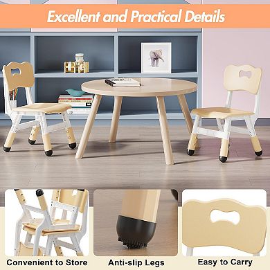 IDEALHOUSE 2-Pack Height Adjustable Kids Chairs for Toddlers, Indoor Plastic Chairs, Beige