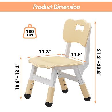 IDEALHOUSE 2-Pack Height Adjustable Kids Chairs for Toddlers, Indoor Plastic Chairs, Beige