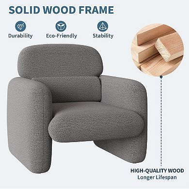 IDEALHOUSE Modern Chenille Accent Armchair with Wood Frame, Single Sofa Chair
