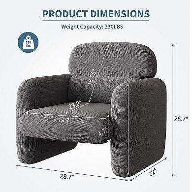 IDEALHOUSE Modern Chenille Accent Armchair with Wood Frame, Single Sofa Chair