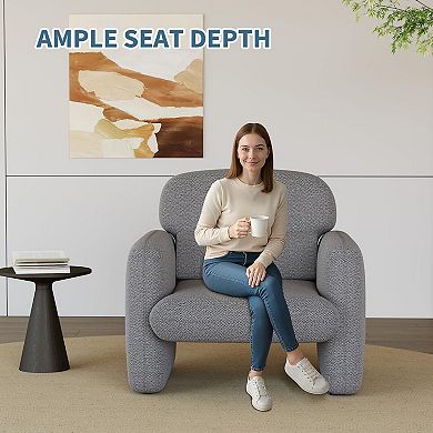 IDEALHOUSE Modern Chenille Accent Armchair with Wood Frame, Single Sofa Chair