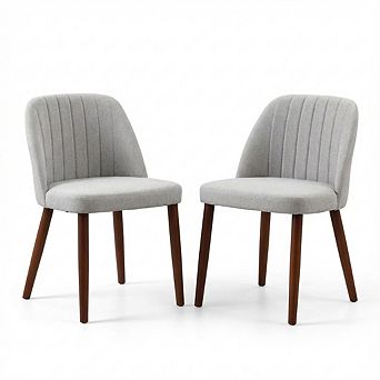IDEALHOUSE Modern Linen Dining Chairs Set of 2 with Thickened Cushion & Wood Legs