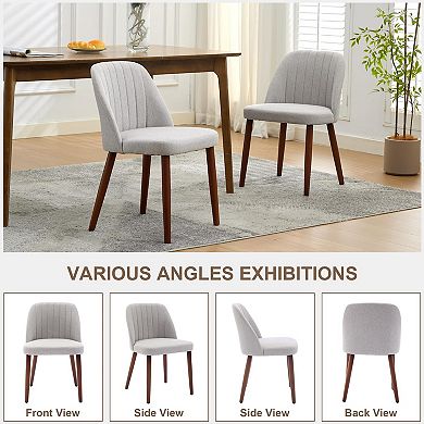 IDEALHOUSE Modern Linen Dining Chairs Set of 2 with Thickened Cushion & Wood Legs