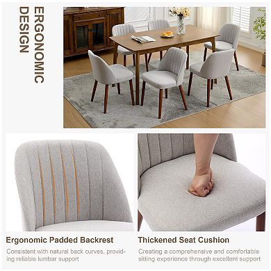 IDEALHOUSE Modern Linen Dining Chairs Set of 2 with Thickened Cushion & Wood Legs
