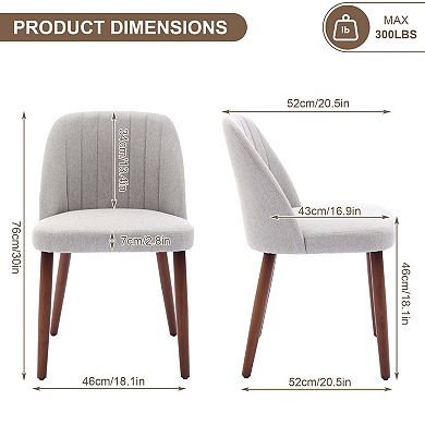 IDEALHOUSE Modern Linen Dining Chairs Set of 2 with Thickened Cushion & Wood Legs