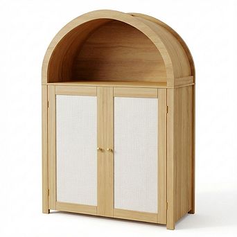 IDEALHOUSE 5 tier Arched Shoe Cabinet with Rattan Doors