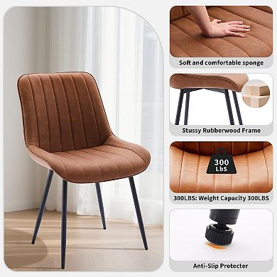 IDEALHOUSE Modern Faux Leather Dining Chairs Set of 2 with Padded Seat & Backrest