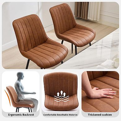 IDEALHOUSE Modern Faux Leather Dining Chairs Set of 2 with Padded Seat & Backrest