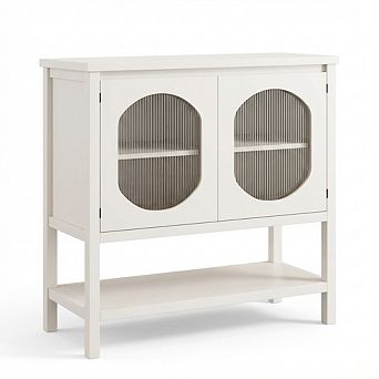 IDEALHOUSE Narrow Sofa Table with Glass Doors