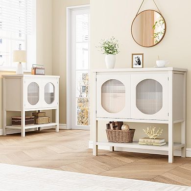 IDEALHOUSE Narrow Sofa Table with Glass Doors