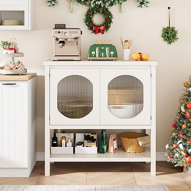 IDEALHOUSE Narrow Sofa Table with Glass Doors