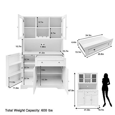 IDEALHOUSE Tall Kitchen Pantry Cabinet with Adjustable Shelves