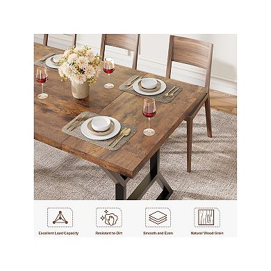 IDEALHOUSE Frame-Style Dining Table with Waist Detail & Metal Legs, for 6-8