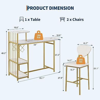 IDEALHOUSE 2-Person Expandable Dining Set