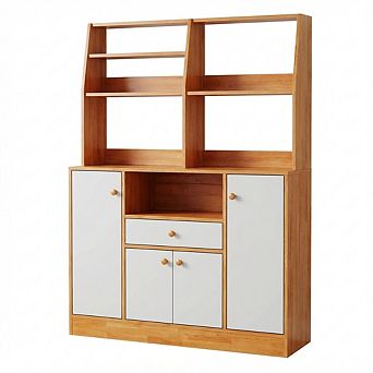 IDEALHOUSE Modern Farmhouse Sideboard with Wine Rack & Adjustable Shelves