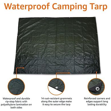 Waterproof Tarp 9.5×11.3 ft, Dark Green