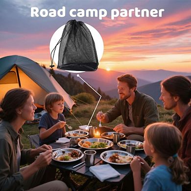Camping Mess Kit with Stainless Steel Utensils & Bag