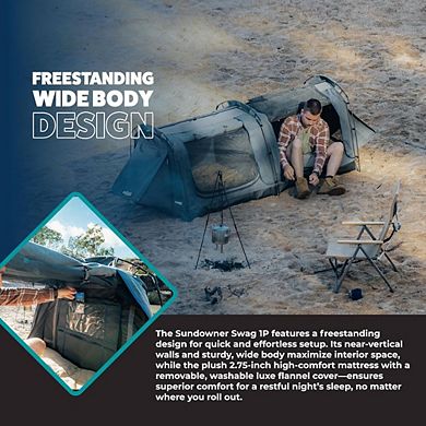 Canvas Swag Tent, 1 Person, Polycotton, All-Season Waterproof