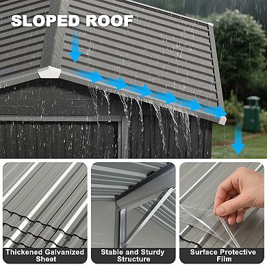 6 x 4 FT Metal Outdoor Backyard Garden Shed Storage Tool Shed with Sliding Doors, Gray