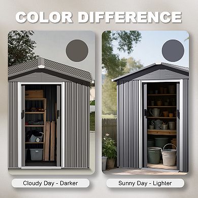 6 x 4 FT Metal Outdoor Backyard Garden Shed Storage Tool Shed with Sliding Doors, Gray