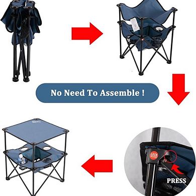 Square Folding Picnic Table with Cup Holders & Travel Bag