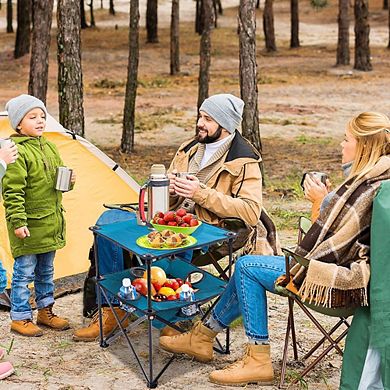 Square Folding Picnic Table with Cup Holders & Travel Bag