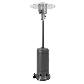 Outdoor Metal Propane Gas Heater with Wheels, ETL Certified, Sparkling Gray