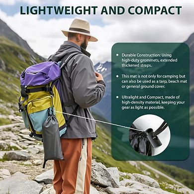 PU2000 Waterproof Tent Footprint, Durable Ground Tarp for Hiking/Beach