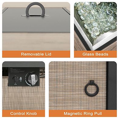 Outdoor 43'' 50,000 BTU Propane Gas Fire Pit Table with Lid and Glass Beads, Light Brown