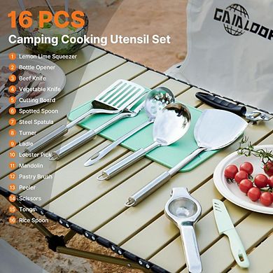 Camping Cooking Utensil Set with Rotating Marshmallow Sticks