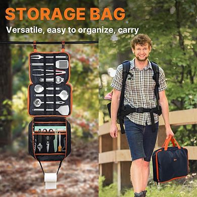 Camping Cooking Utensil Set with Rotating Marshmallow Sticks