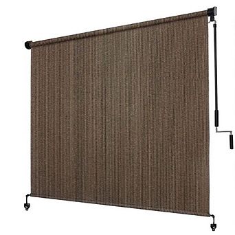 Outdoor Roller Shade 8×6 ft, 220GSM Mocha Fabric, Wand Operation
