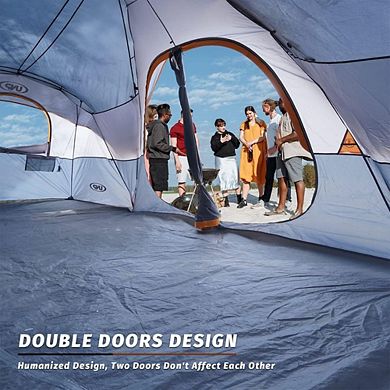 10-Person Family Tent, 2-Room, Double Layer, Waterproof, 18ft x 9ft x 78in