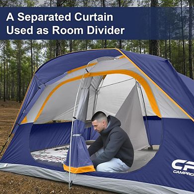 8 Person Family Tent, Waterproof Windproof, Double Layer, Easy Setup