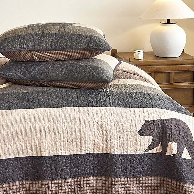 Marcielo Rustic Lodge 3 Pcs Cotton Bear & Deer Forest Quilt Bedspread Set