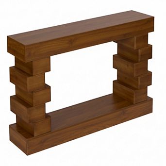 Homy Casa 47.2" Console Table for Entryway or Living Room with Geometric Block Wood Design