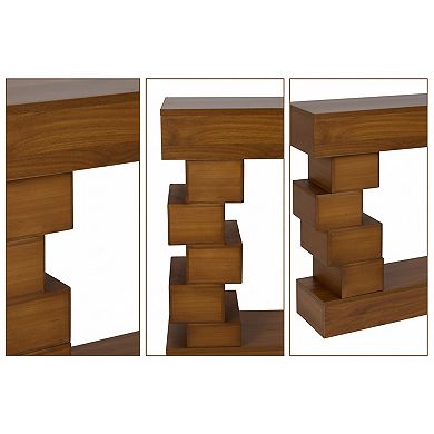 Homy Casa 47.2" Console Table for Entryway or Living Room with Geometric Block Wood Design