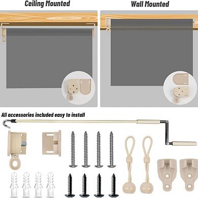 Cordless Outdoor Roller Shade 8×8 ft, 95% UV Block, Dark Grey