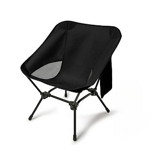 Lightweight Adjustable Camping Chair for Adults with Carry Bag & Side Pockets, Black