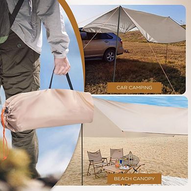 Camping Tarp with Poles 10×16.4 ft, Waterproof Awning for Picnic, Beach & Outdoor