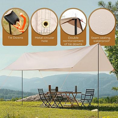 Camping Tarp with Poles 10×16.4 ft, Waterproof Awning for Picnic, Beach & Outdoor