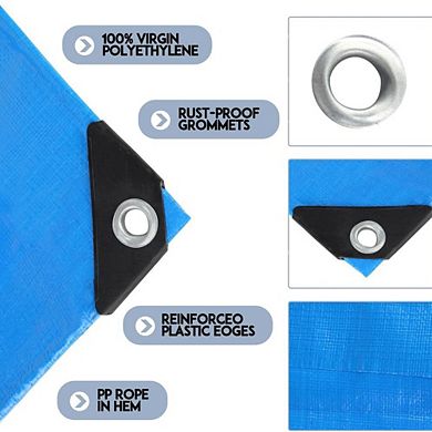 9×14 ft Heavy Duty Waterproof Tarp, 11-Mil Poly Cover for Roof, Pool, Camping