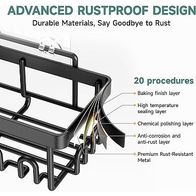 6 Pack Shower Caddy Rustproof Adhesive Bathroom Organizer Shelves with Soap Holder