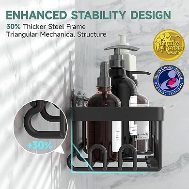 6 Pack Shower Caddy Rustproof Adhesive Bathroom Organizer Shelves with Soap Holder