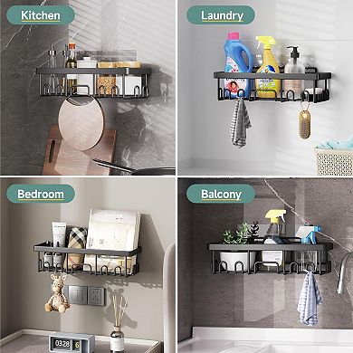 6 Pack Shower Caddy Rustproof Adhesive Bathroom Organizer Shelves with Soap Holder