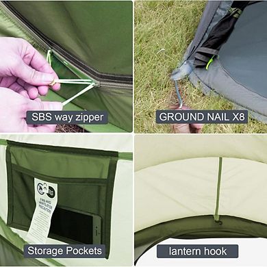 4 Person Pop Up Tent, Waterproof, 2 Doors, Instant Setup for Camping & Travel