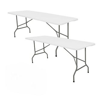 Set of 2 Lightweight Fold-in-Half Camping Tables with Handle