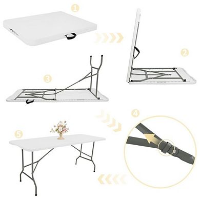 Set of 2 Lightweight Fold-in-Half Camping Tables with Handle